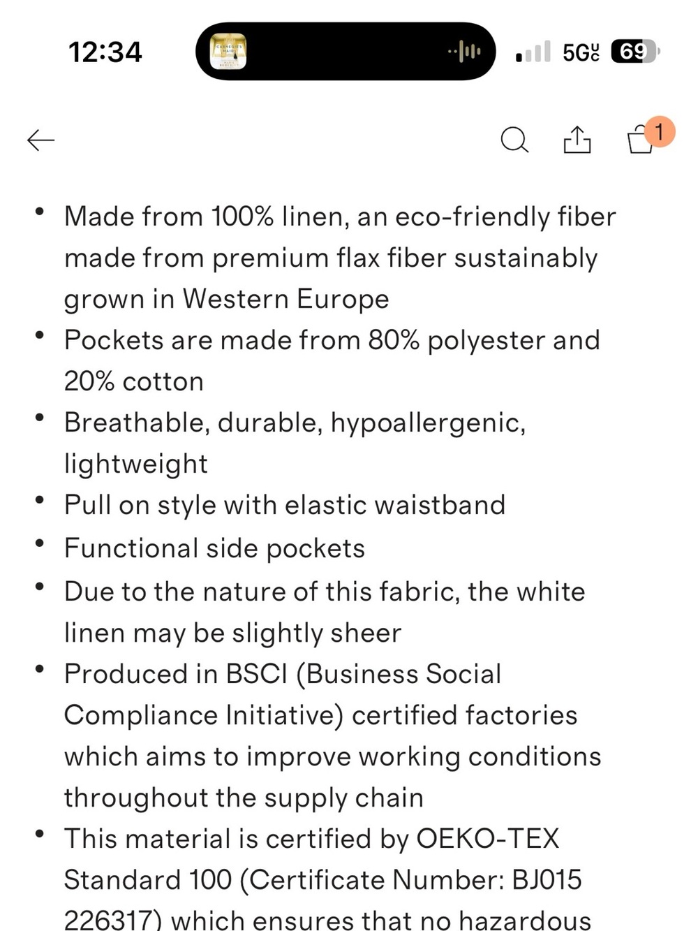 Quince White Linen Blend Elastic Waist Shorts - Picture 8 of 9